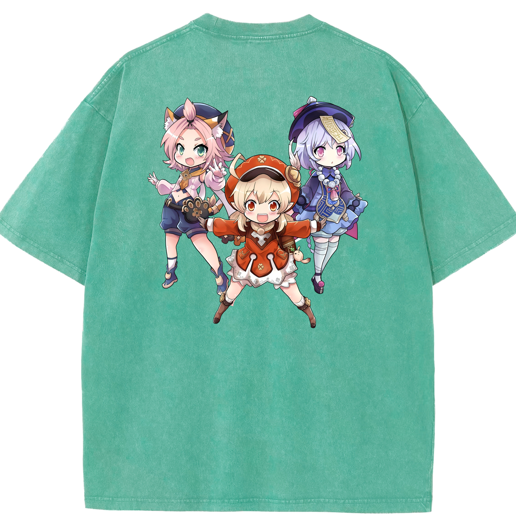 げんし神 七七 なな  genshin Nana 綿100% ヴィンテージ風 半袖Tシャツ（背面プリント）
